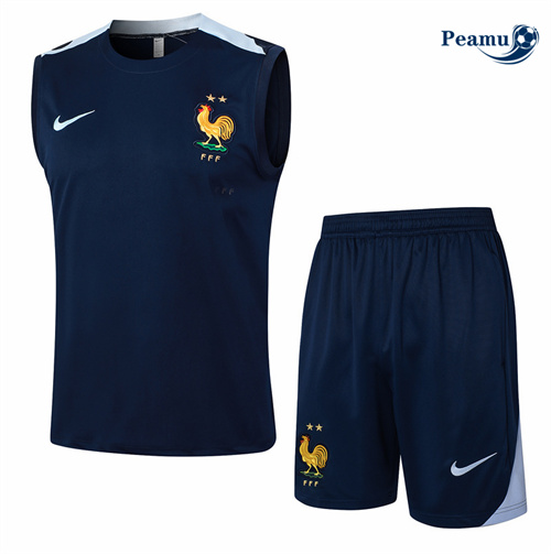 Fornire Kit Maglia Formazione Francia Canotta + Pantaloncini Blu navy 2024-2025