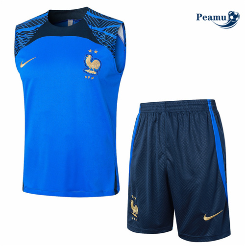 Shopping Kit Maglia Formazione Francia Canotta + Pantaloncini cielo blu 2024-2025