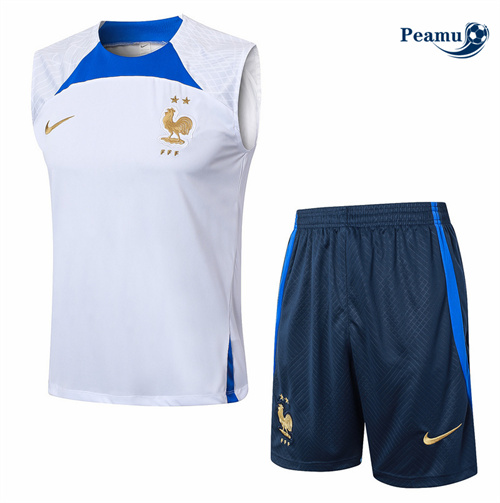 Saldi Kit Maglia Formazione Francia Canotta + Pantaloncini Bianco 2024-2025