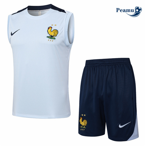 Scelta Kit Maglia Formazione Francia Canotta + Pantaloncini Blu 2024-2025
