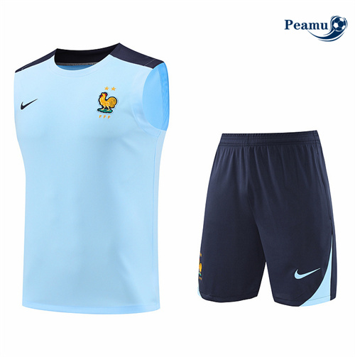 Acquista Kit Maglia Formazione Francia Canotta + Pantaloncini Blu 2024-2025