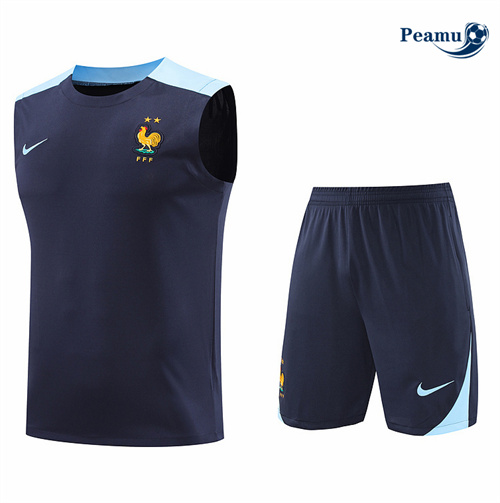 Acquistare Kit Maglia Formazione Francia Canotta + Pantaloncini Blu 2024-2025
