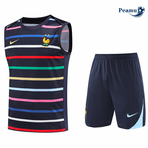 Offrire Kit Maglia Formazione Francia Canotta + Pantaloncini Blu 2024-2025