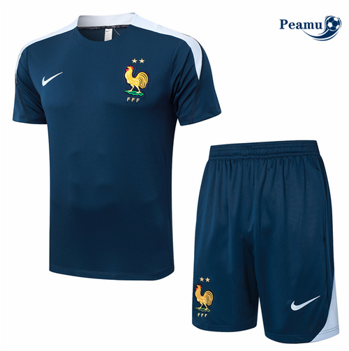 Nuovo Kit Maglia Formazione Francia + Pantaloncini Blu navy 2024-2025
