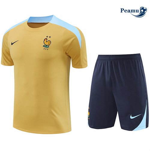Vendita Kit Maglia Formazione Francia + Pantaloncini giallo 2024-2025