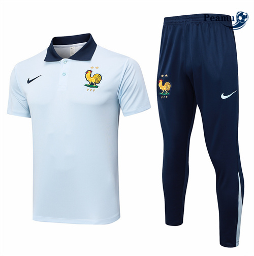 Creare Kit Maglia Formazione Francia Polo + Pantaloncini Blu 2024-2025