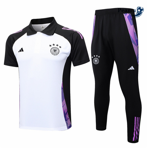 Nuovo Kit Maglia Formazione Germania Polo + Pantaloncini Bianco 2024-2025