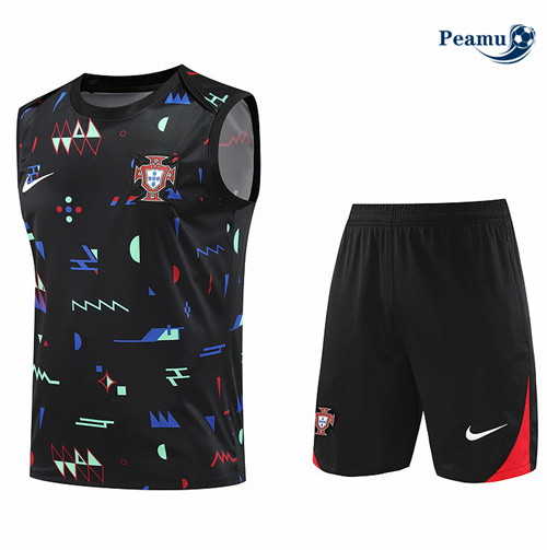 Vendere Kit Maglia Formazione Portogallo Canotta + Pantaloncini Nera 2024-2025