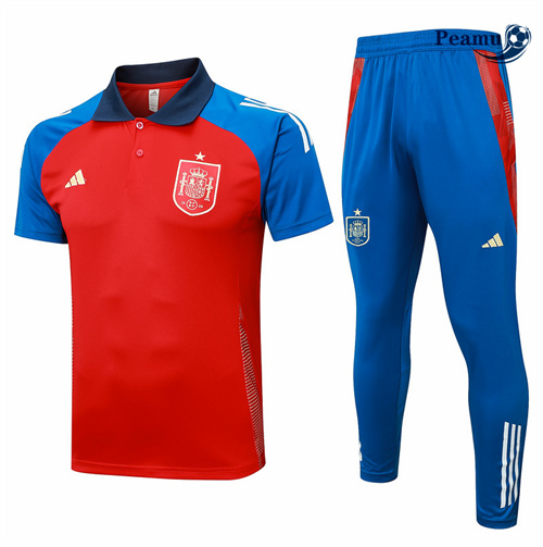 Vendita Kit Maglia Formazione Spagna Polo + Pantaloncini Rosso 2024-2025