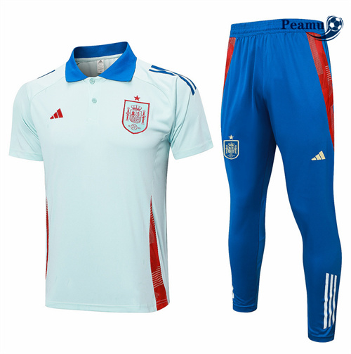 Nuovo Kit Maglia Formazione Spagna Polo + Pantaloncini Blu 2024-2025