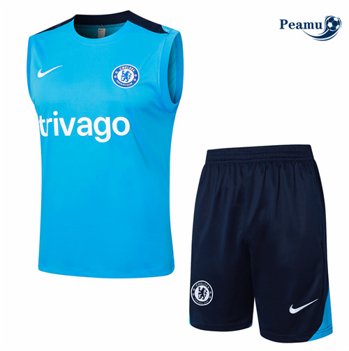 Scelta Kit Maglia Formazione Chelsea Canotta + Pantaloncini cielo blu 2024-2025