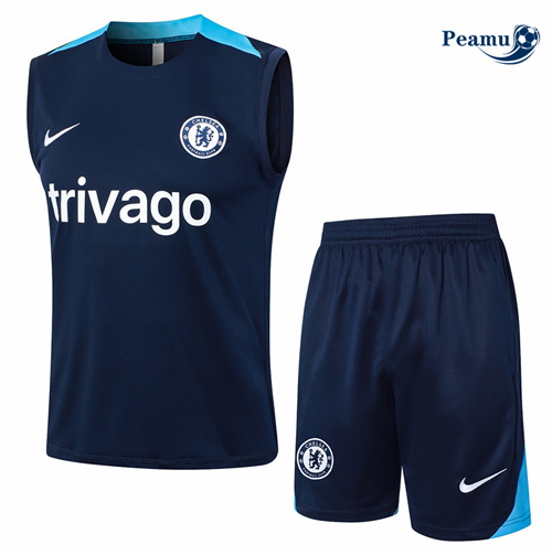 Saldi Kit Maglia Formazione Chelsea Canotta + Pantaloncini Blu navy 2024-2025