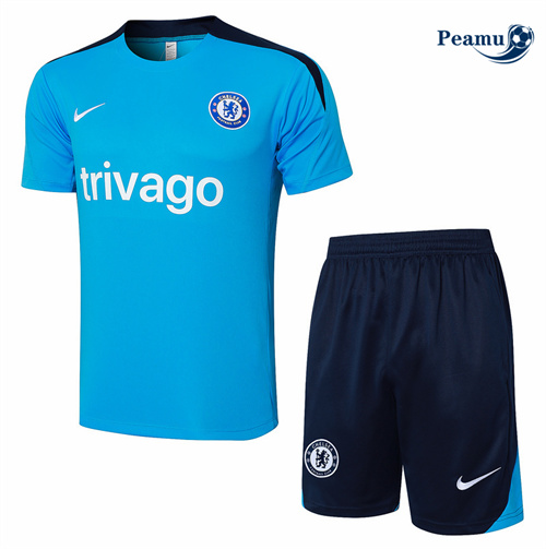 Nuovo Kit Maglia Formazione Chelsea + Pantaloncini Blu 2024-2025