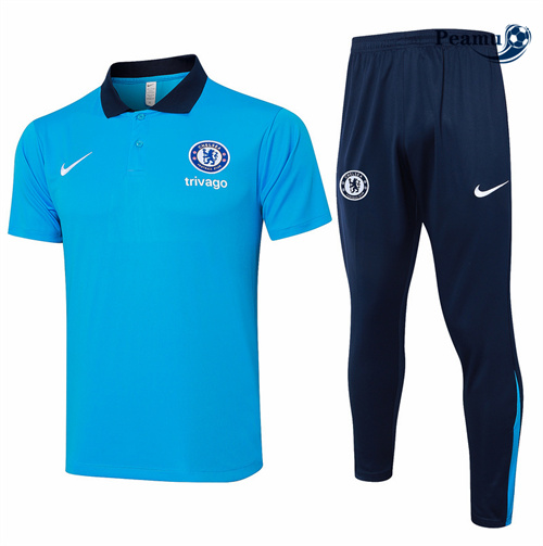 Acquista Kit Maglia Formazione Chelsea Polo + Pantaloncini Blu 2024-2025