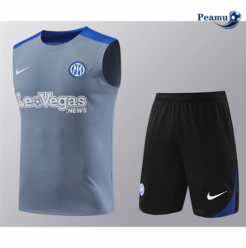 Negozio Kit Maglia Formazione Inter Milan Canotta + Pantaloncini grigio 2024-2025