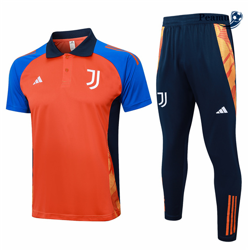 Fornire Kit Maglia Formazione Juventus Polo + Pantaloncini Arancione 2024-2025