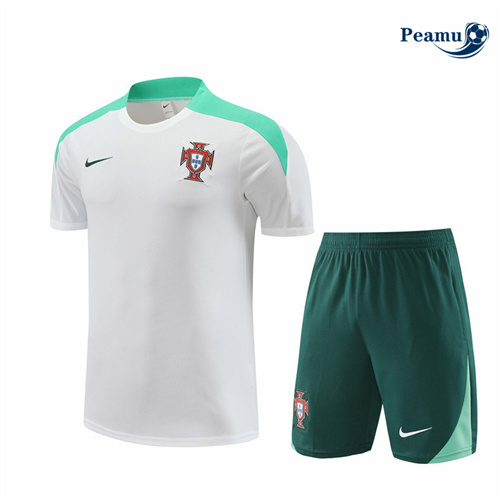 Negozio Kit Maglia Formazione Portogallo Bambino + Pantaloncini Bianco 2024-2025