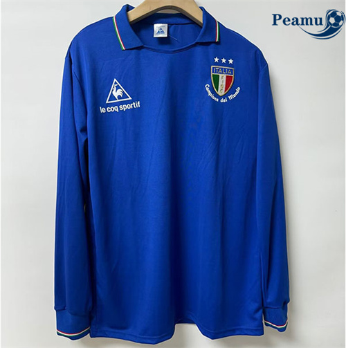 Classico Maglie Calcio Italia Copa del mundo 1982 Edizione Special Manica lunga