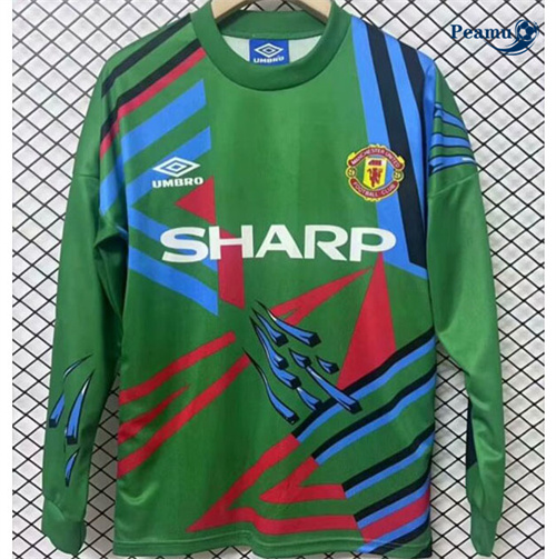 Classico Maglie Calcio Manchester United Portiere Manica lunga Verde 1992-93