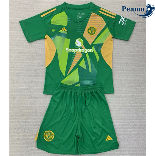 Maglia Calcio Manchester United Bambino Portiere Verde 2024-2025