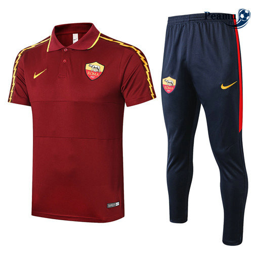 Kit Maglia Formazione POLO AS Roma + Pantaloni Jujube Rosso 2020-2021