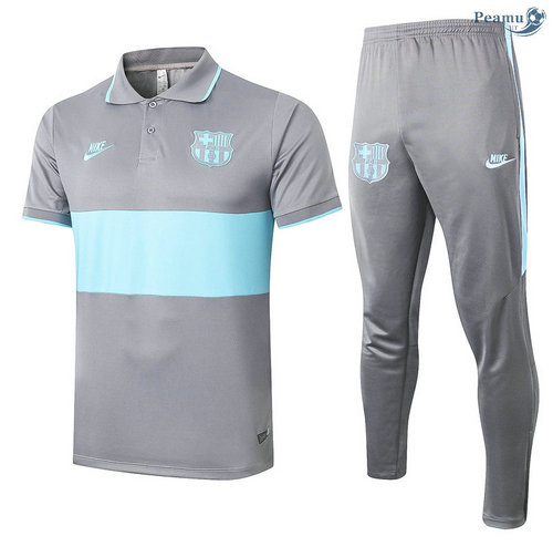 Kit Maglia Formazione POLO Barcellona + Pantaloni Grigio/Verde 2020-2021
