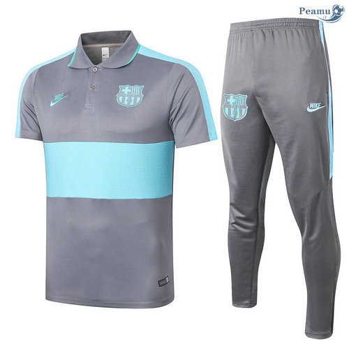 Kit Maglia Formazione POLO Barcellona + Pantaloni Grigio/Verde 2020-2021