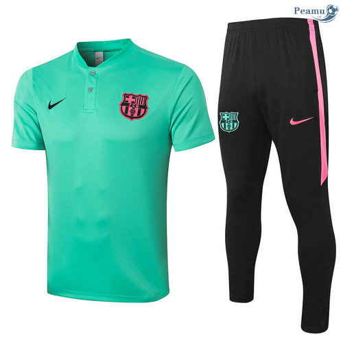 Kit Maglia Formazione POLO Barcellona + Pantaloni Verde Chiaro 2020-2021