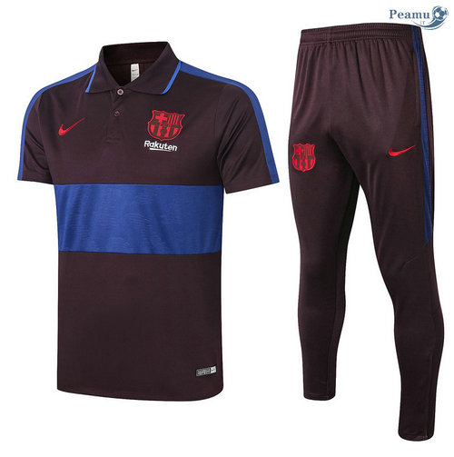 Kit Maglia Formazione POLO Barcellona + Pantaloni Marron/Blu 2020-2021