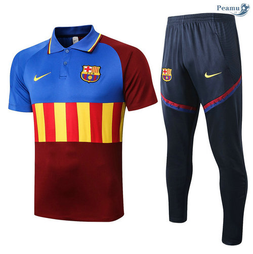 Kit Maglia Formazione POLO Barcellona + Pantaloni Blu/Rosso/Giallo 2020-2021