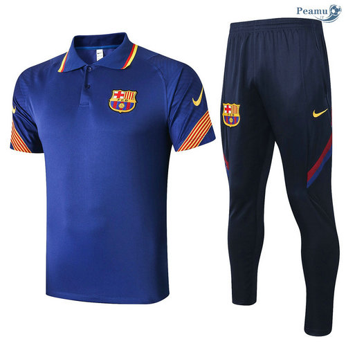 Kit Maglia Formazione POLO Barcellona + Pantaloni Blu Navy 2020-2021