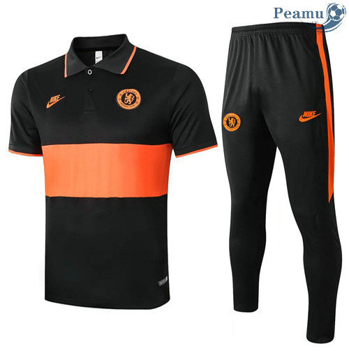 Kit Maglia Formazione POLO Chelsea + Pantaloni Nero/Arancia 2019-2020 2020-2021