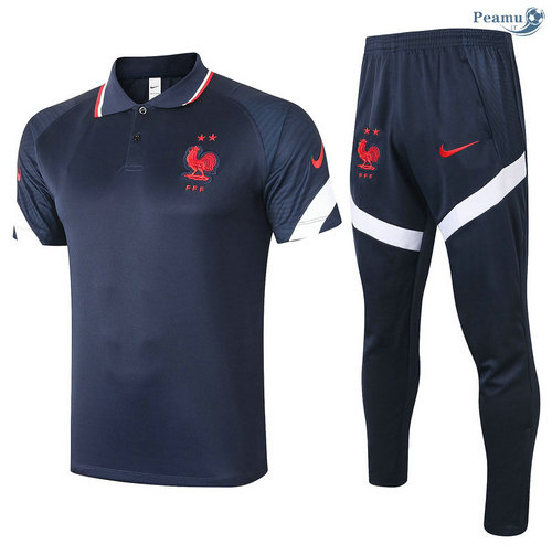 Kit Maglia Formazione POLO Francia + Pantaloni Blu Navy 2020-2021