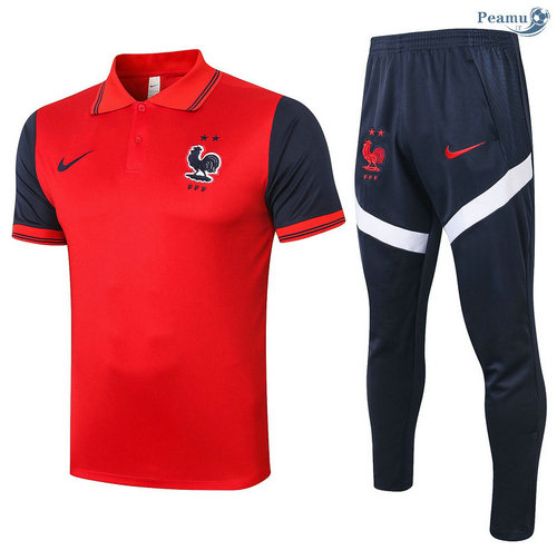 Kit Maglia Formazione POLO Francia + Pantaloni Rosso 2020-2021