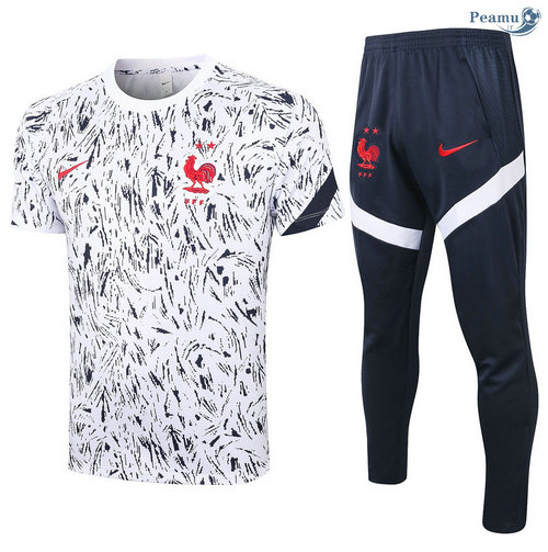 Kit Maglia Formazione Francia + Pantaloni Bianca 2020-2021