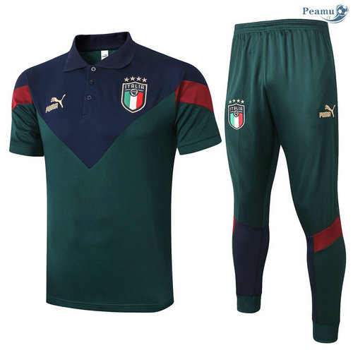 Kit Maglia Formazione POLO Italia + Pantaloni Verde Neroâtre 2020-2021