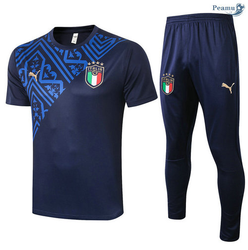 Kit Maglia Formazione Italia + Pantaloni Blu Navy Col Rond 2020-2021
