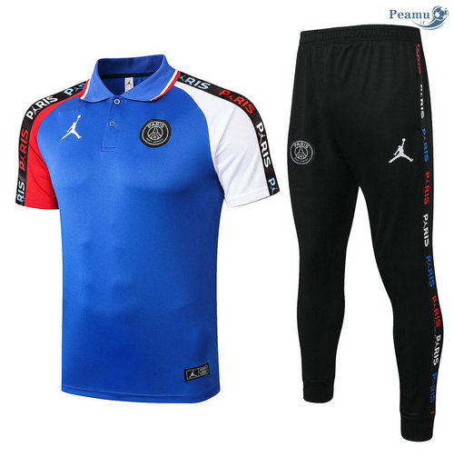 Kit Maglia Formazione POLO Jordan + Pantaloni Blu/Rosso/Bianca 2020-2021