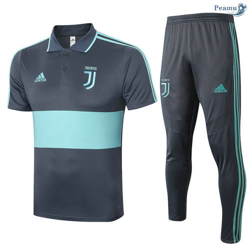 Kit Maglia Formazione POLO Juventus + Pantaloni Grigio/Blu 2020-2021