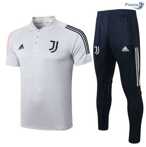 Kit Maglia Formazione POLO Juventus + Pantaloni Grigio chiaro 2020-2021