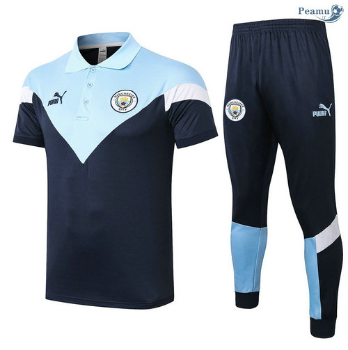 Kit Maglia Formazione POLO Manchester City + Pantaloni Blu Chiaro 2020-2021