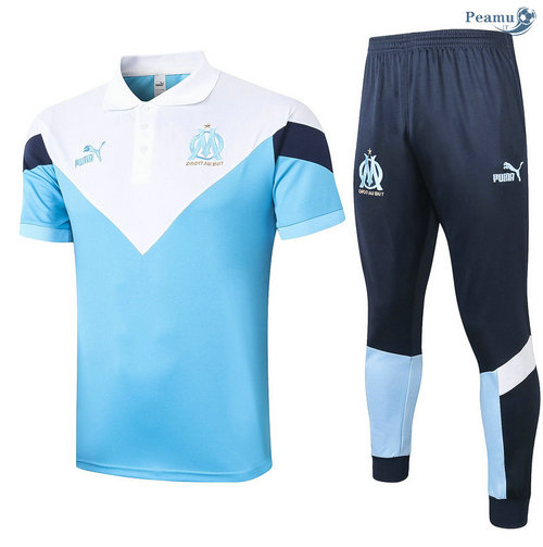 Kit Maglia Formazione POLO Marsiglia + Pantaloni Blu/Bianca 2020-2021
