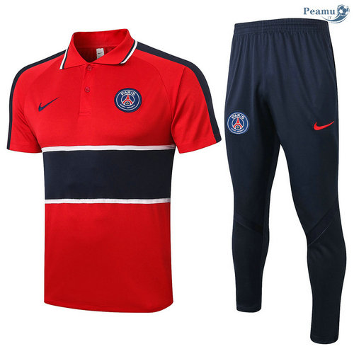 Kit Maglia Formazione POLO PSG + Pantaloni Rosso/Blu Navy 2020-2021
