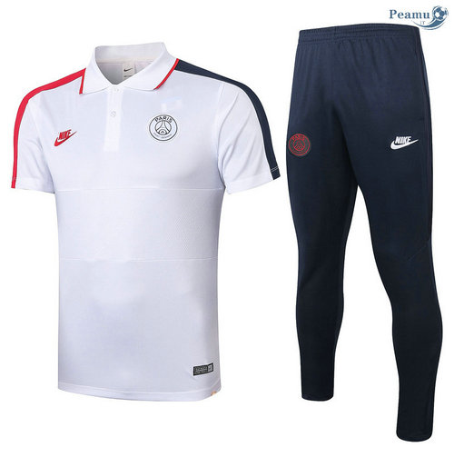 Kit Maglia Formazione POLO PSG + Pantaloni Bianca 2020-2021