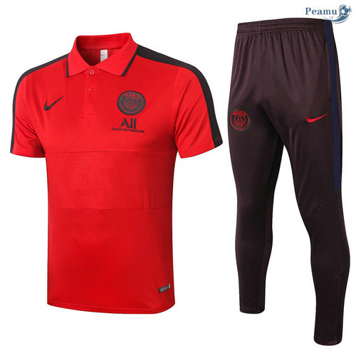 Kit Maglia Formazione POLO PSG + Pantaloni Rosso/Nero 2020-2021