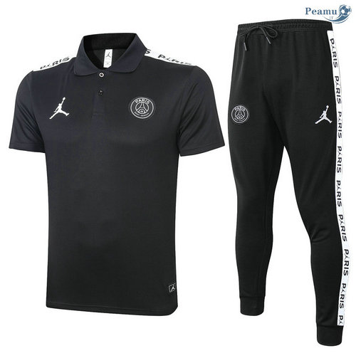 Kit Maglia Formazione POLO PSG Jordan + Pantaloni Nero 2020-2021