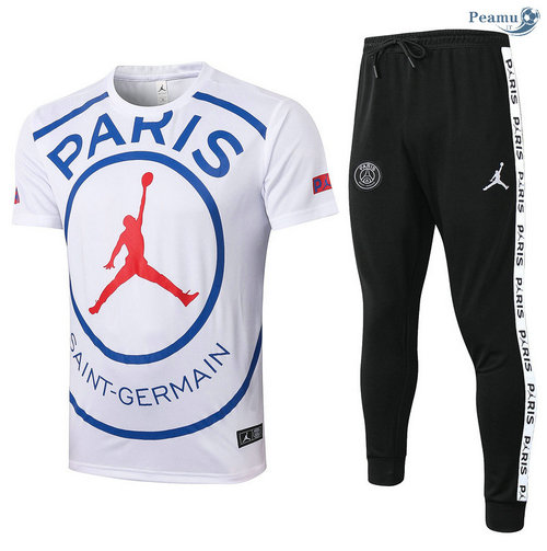 Kit Maglia Formazione PSG + Pantaloni Bianca LOGO Jordan 2020-2021