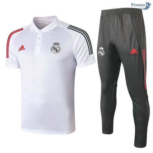 Kit Maglia Formazione POLO Real Madrid + Pantaloni Bianca 2020-2021