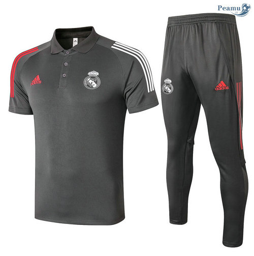 Kit Maglia Formazione POLO Real Madrid + Pantaloni Grigio scuro 2020-2021
