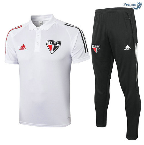 Kit Maglia Formazione POLO São Paulo + Pantaloni Bianca 2020-2021
